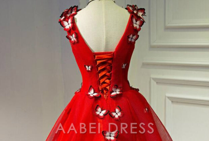 AABEI DRESS New Homecoming Dress Exquisite A-line V Neck 3D Butterfly Unique Fashion Short Prom Dresse