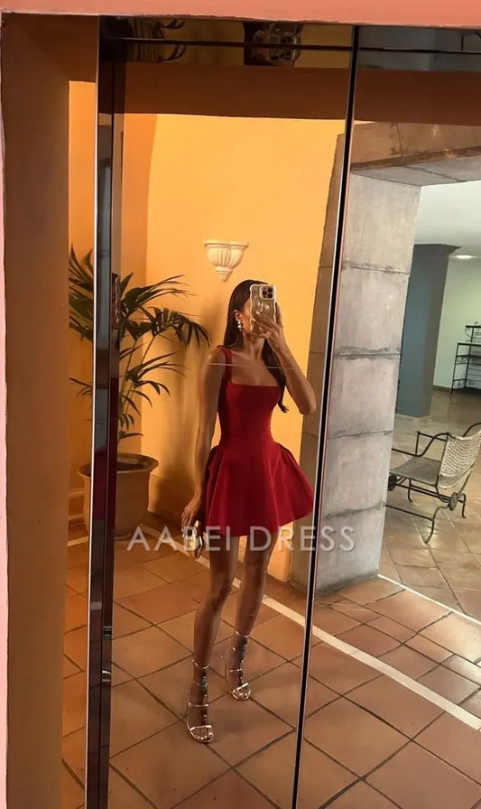 AABEI DRESS Short Party Dress Sleeveless Square Neck Sexy High Waisted Homecoming Dress