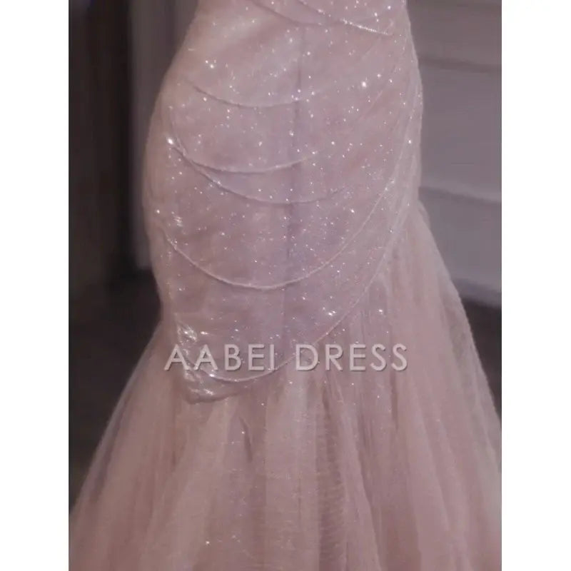 AABEI DRESS Prom Dress Shiny Tulle Mermaid Spaghetti Strap Sleeveless Fairy Fantastic Dress