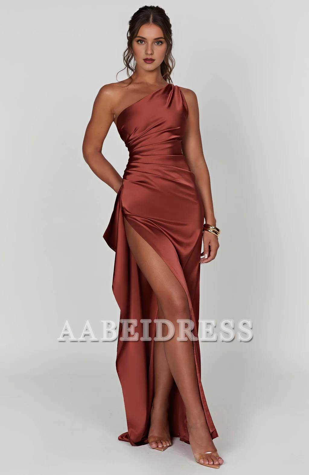 Formal Wear Dresses Prom Dresses One Shoulder Sleeveless Pleated Backless Sheath Asymmetrical Ruched Exquisite Dresses Wedding Guests Dresses