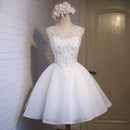 AABEI DRESS New Homecoming Dress Elegant A-line Round Neck Sleeveless Appliques Beading Short Prom Dresse