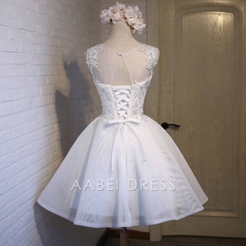 AABEI DRESS New Homecoming Dress Elegant A-line Round Neck Sleeveless Appliques Beading Short Prom Dresse