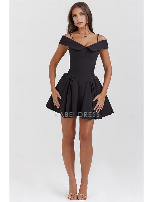 AABEI DRESS New Homecoming Dress Charming A-Line Princess Dress Holiday Graduation Sleeveless Spaghetti Strap with Pleats Dress Short Prom Dresses