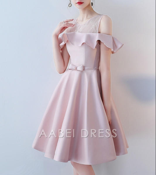 AABEI DRESS New Homecoming Dress Elegant A-line Round Neck Sleeveless Off-the-Shoulder Ruched Sash Bow Short Prom Dresse