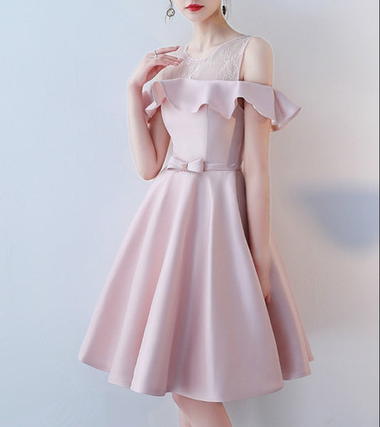 AABEI DRESS New Homecoming Dress Elegant A-line Round Neck Sleeveless Off-the-Shoulder Ruched Sash Bow Short Prom Dresse