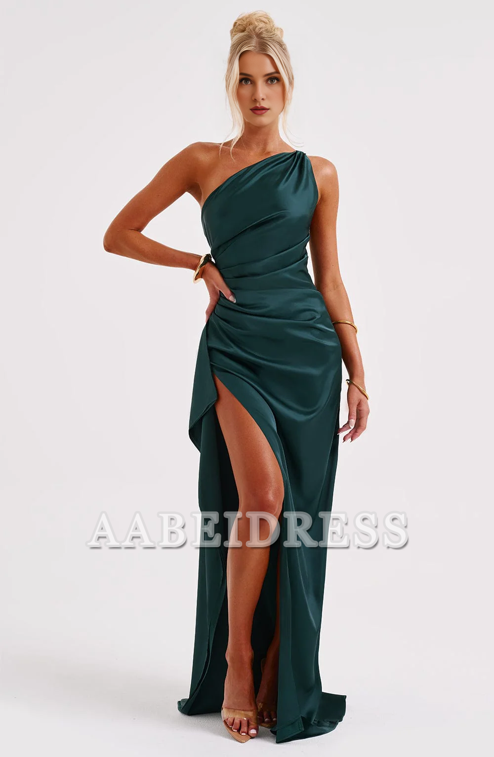 Formal Wear Dresses Prom Dresses One Shoulder Sleeveless Pleated Backless Sheath Asymmetrical Ruched Exquisite Dresses Wedding Guests Dresses