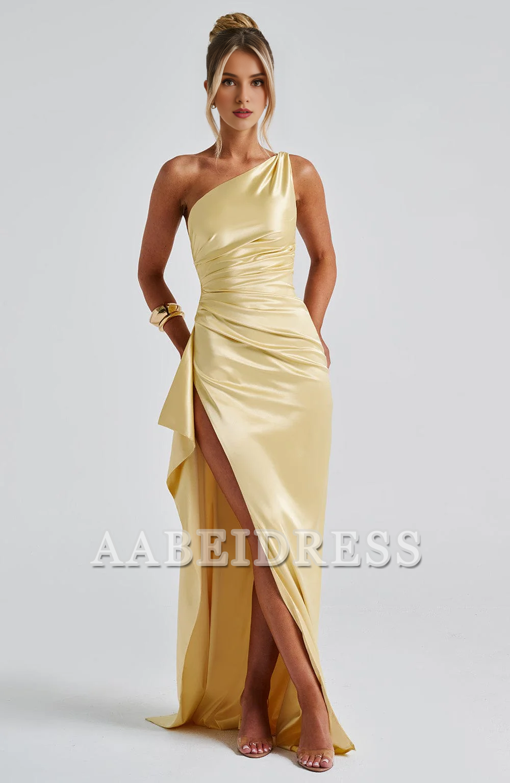 Formal Wear Dresses Prom Dresses One Shoulder Sleeveless Pleated Backless Sheath Asymmetrical Ruched Exquisite Dresses Wedding Guests Dresses