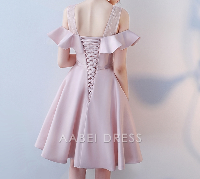 AABEI DRESS New Homecoming Dress Elegant A-line Round Neck Sleeveless Off-the-Shoulder Ruched Sash Bow Short Prom Dresse