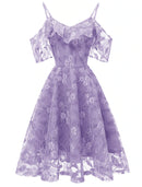 AABEI DRESS New Homecoming Dress A-Line Cocktail Dresses Beach Wedding Elegant Wedding Guest Graduation Knee Length Off Shoulder Spaghetti Strap Lace Pattern Prom Dresse