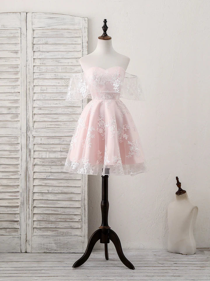 AABEI DRESS New Homecoming Dress A-Line Sweetheart Lace Off-Shoulder Cute Short Prom Dress