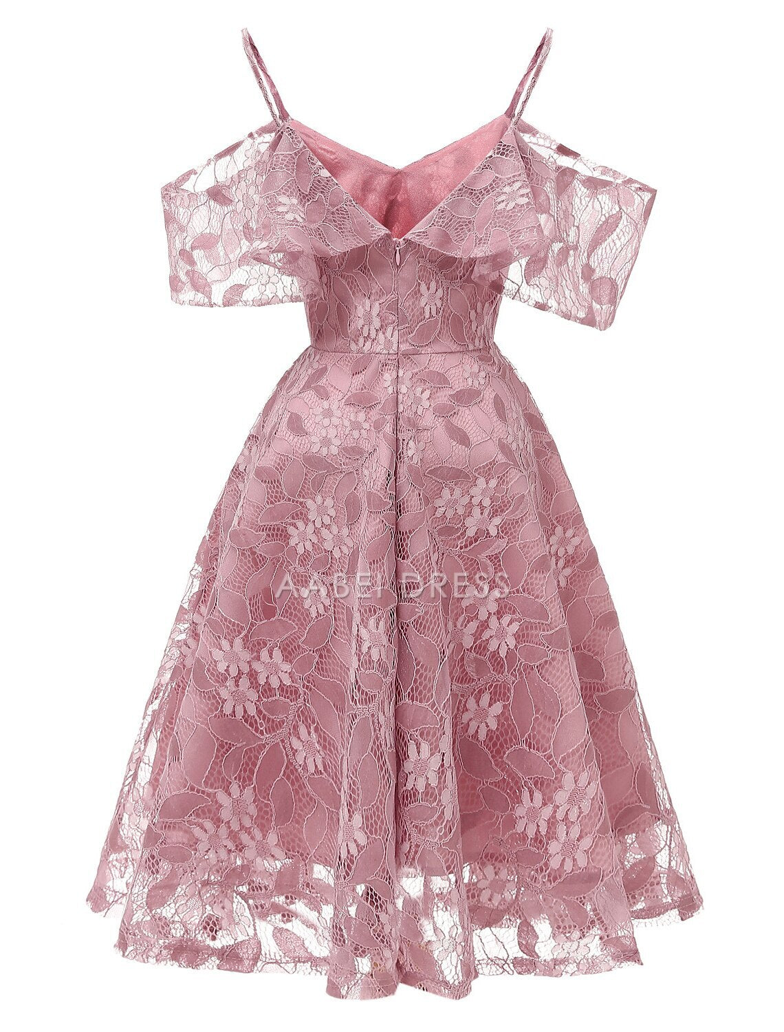 AABEI DRESS New Homecoming Dress A-Line Cocktail Dresses Beach Wedding Elegant Wedding Guest Graduation Knee Length Off Shoulder Spaghetti Strap Lace Pattern Prom Dresse