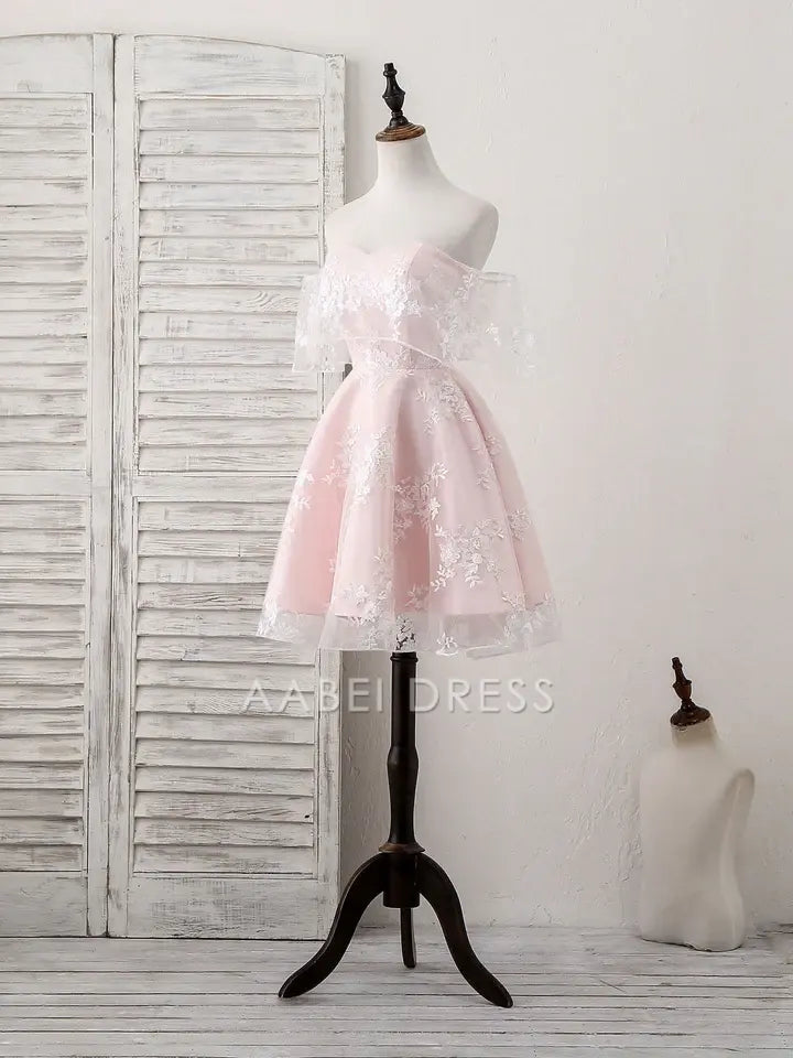 AABEI DRESS New Homecoming Dress A-Line Sweetheart Lace Off-Shoulder Cute Short Prom Dress
