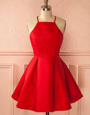 AABEI DRESS New Homecoming Dress Simple A-Line Halter Sleeveless Pleated Short Prom Dresse