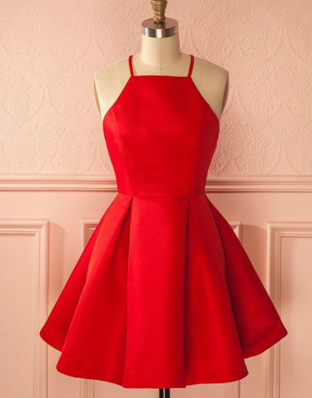 AABEI DRESS New Homecoming Dress Simple A-Line Halter Sleeveless Pleated Short Prom Dresse