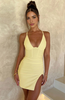 AABEI DRESS Hot Sale Homecoming Dress Charming Sheath Low-Cut Side Fork Sexy Mini Dress Sweet Short Prom Dresse