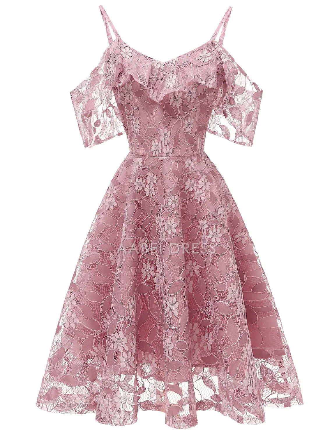 AABEI DRESS New Homecoming Dress A-Line Cocktail Dresses Beach Wedding Elegant Wedding Guest Graduation Knee Length Off Shoulder Spaghetti Strap Lace Pattern Prom Dresse