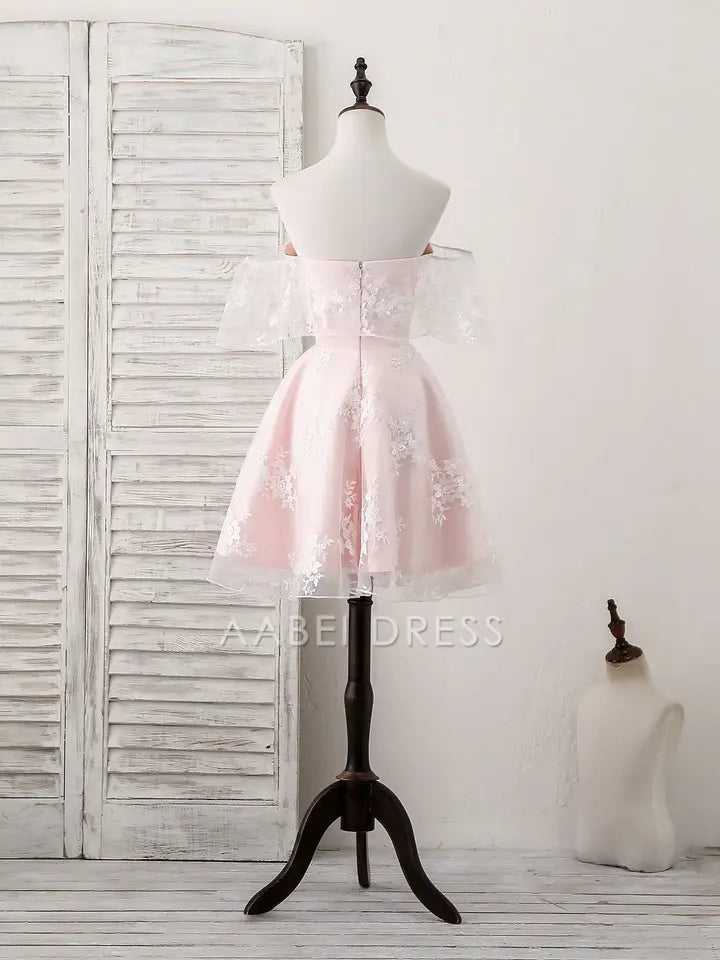 AABEI DRESS New Homecoming Dress A-Line Sweetheart Lace Off-Shoulder Cute Short Prom Dress