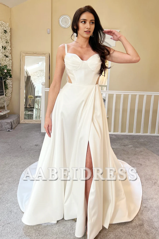 AABEI DRESS High Quality Charming Wedding Dress A-Line Sweetheart Cutout Long Wedding Dress Slit Elegant Formal Dresses