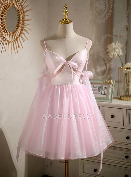 AABEI DRESS New Homecoming Dress Exquisite A-Line spaghetti straps sleeveless Backless Pearls Cute Short Prom Dresse