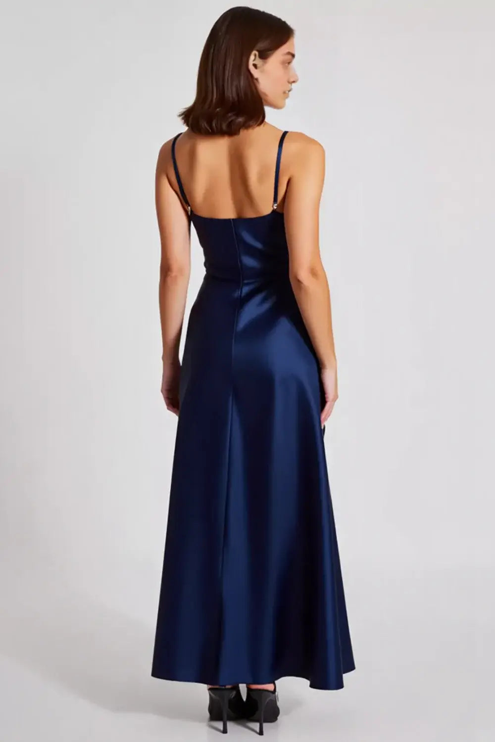 Elegant Navy A Line Spaghetti Straps Strapless Ruched Simple Long Formal Dress Hot Sale Evening Dresses