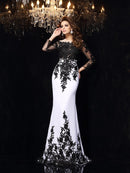 AABEI DRESS Sheath/Column Scoop Lace Long Sleeves Long Chiffon Dresses Mother of the Bride Dresses