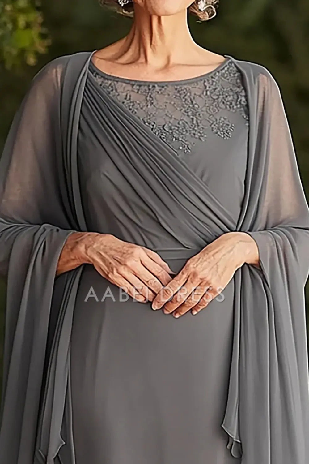 AABEI DRESS Mother Of The Bride Dress Chiffon Scoop Tea Length Shawl Retro Dignified Formal Wear Dresse