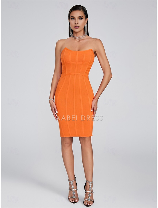 AABEI DRESS New Homecoming Dress Mermaid Elegant Dress Wedding Wedding Guest Knee Length Sleeveless Strapless Backless Fashion Short Prom Dresses