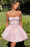AABEI DRESS Hot Sale Homecoming Dress Cute A Line Strapless with lace trim Pleated Mini Dress Exquisite Short Prom Dresse