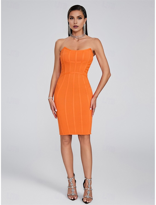 AABEI DRESS New Homecoming Dress Mermaid Elegant Dress Wedding Wedding Guest Knee Length Sleeveless Strapless Backless Fashion Short Prom Dresses
