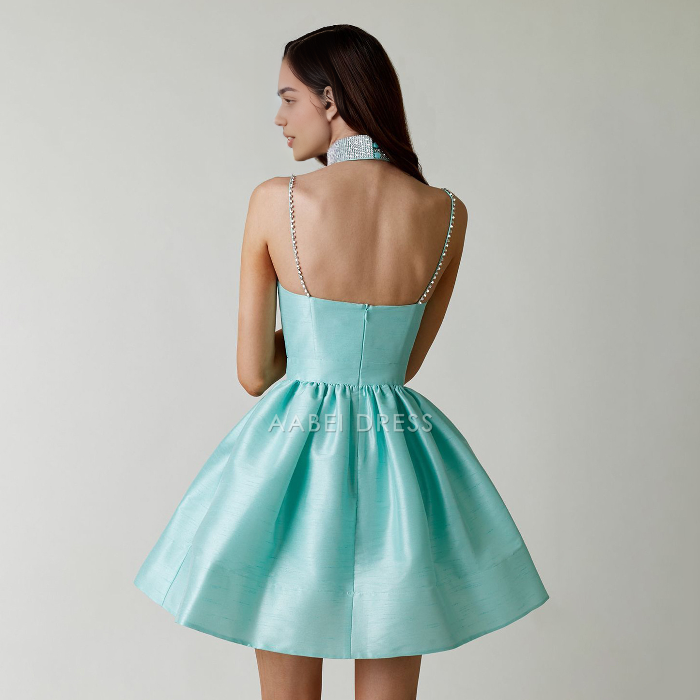 AABEI DRESS New Homecoming Dress Party Dresses Spaghetti Strap Solid Color Low Cut Sexy Mini Evening Dress Fashion Elegant Banquet Chic Vestido Short Prom Dress