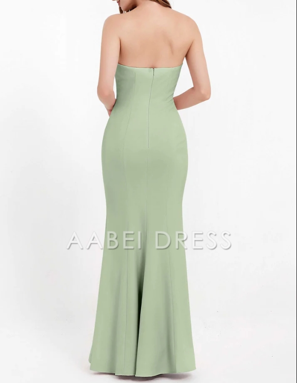 AABEI DRESS Elegant Mermaid Strapless Chiffon Straight Across Bodycon Long Simple Evening Dress