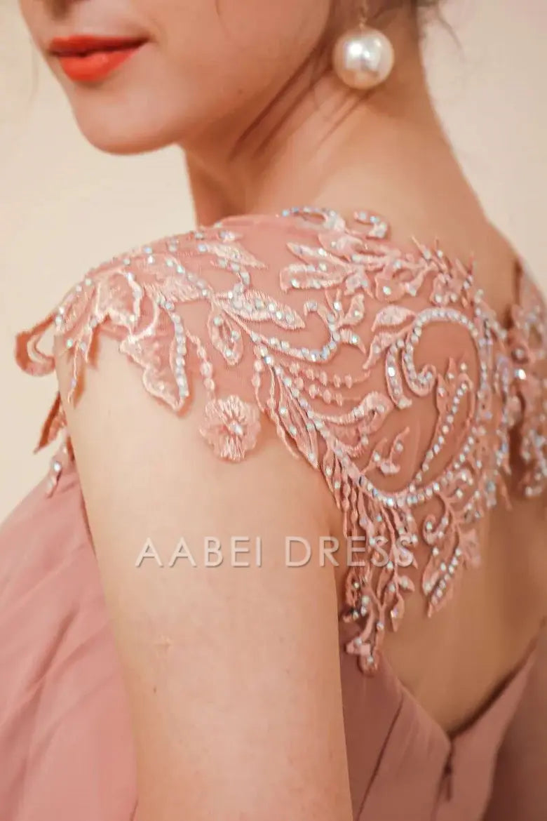 AABEI DRESS High Quality Mother of The Bride Dress Gorgeous Mermaid Embroidery Sheer straps Chiffon Long Charming Dress Formal Dresses