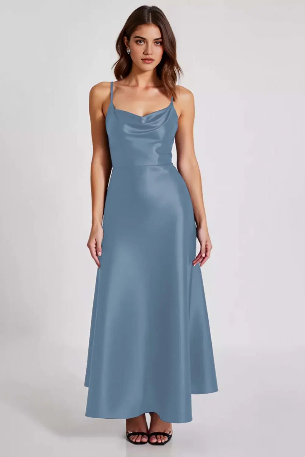 Elegant Navy A Line Spaghetti Straps Strapless Ruched Simple Long Formal Dress Hot Sale Evening Dresses