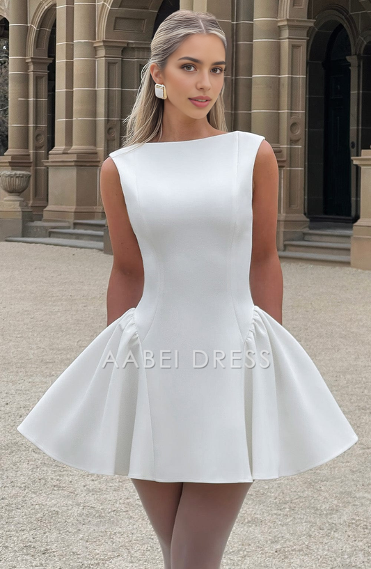 AABEI DRESS Hot Sale Homecoming Dress Elegant Boat Neckline Sleeveless Panels Backless Mini Dress Fashion Short Prom Dresse
