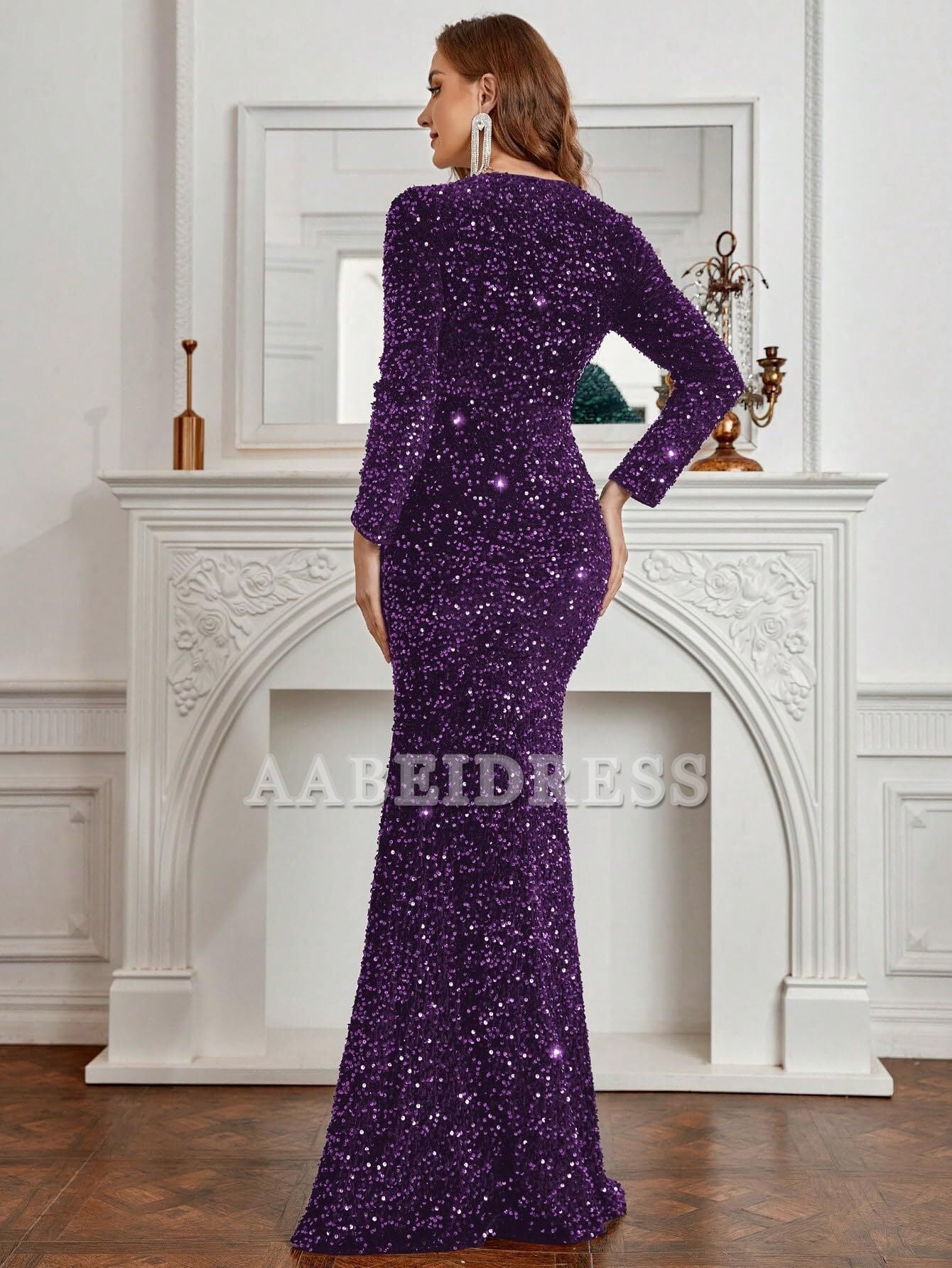 Prom Dress Sequin Mermaid Cultivate oneself Dresses Elegant Long Sleeves Evening Party Maxi Dresses Fashion Wedding Guest Dresses Formal Wear Dresses