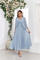 AABEI DRESS High Quality Mother of The Bride Dress 2 Pieces with Jacket Sequins Lace Chiffon Formal Dresses