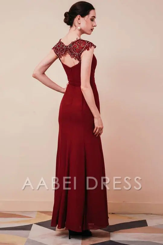 AABEI DRESS High Quality Mother of The Bride Dress Gorgeous Mermaid Embroidery Sheer straps Chiffon Long Charming Dress Formal Dresses