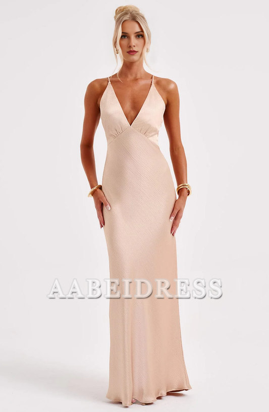 Formal Wear Dresses Prom Dresses Elegant Mermaid Spaghetti Strap Deep V Neck Backless Sheath Charming Dresses Wedding Guests Dresses