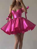 AABEI DRESS New Homecoming Dress Fashion A-Line Corsets Dress Holiday Graduation Sleeveless Spaghetti Strap Satin with Bow(s) Cute Short Prom Dresse