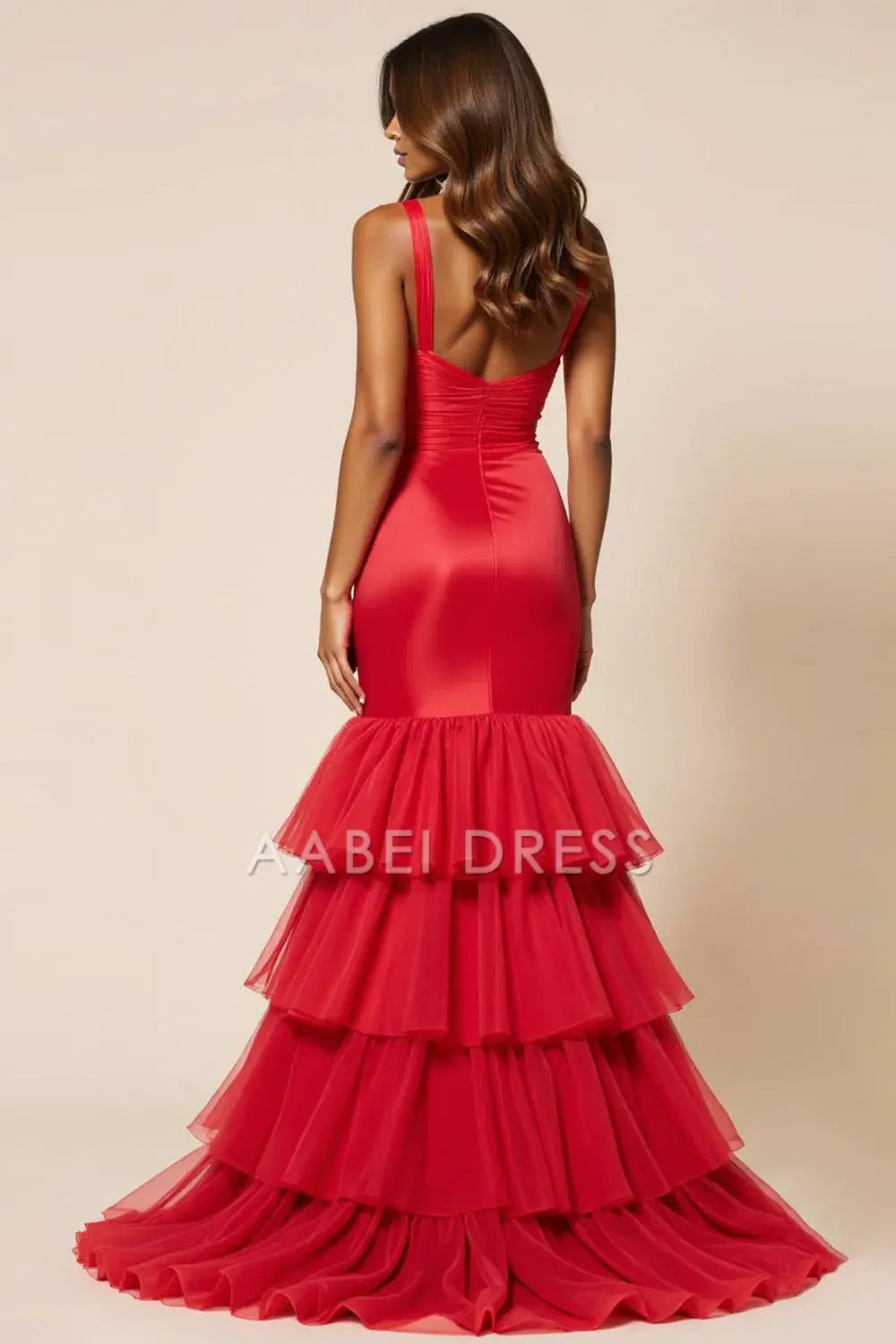 AABEI DRESS Hot Sale Prom Dress Exquisite Mermaid Sheath V-Neck Tiered With Ruffles Fashion Long Formal Dress