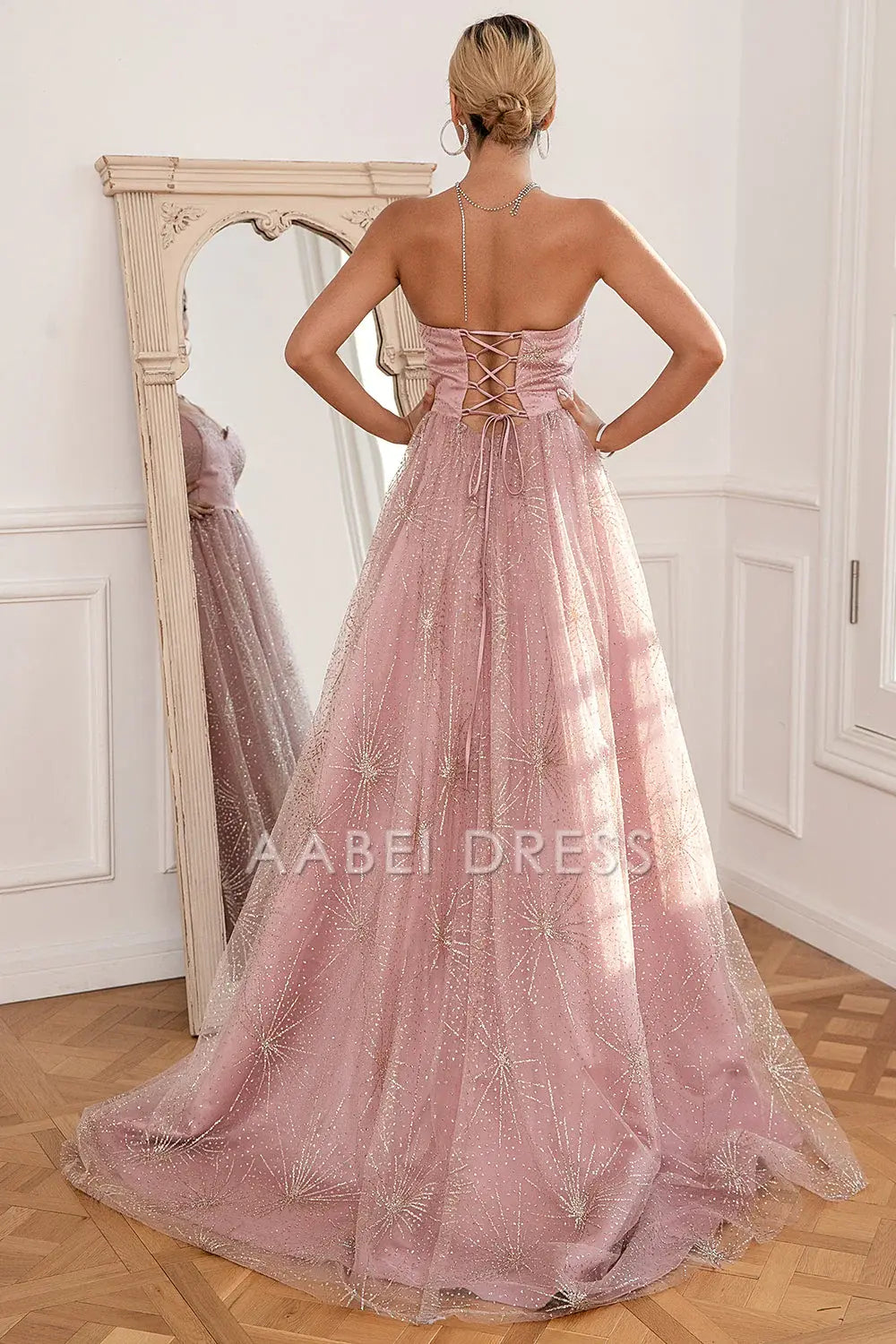 AABEI DRESS Hot Sale Prom Dress Glitter A Line Off Shoulder Sweetheart Backless Side Fork Long Party Dress