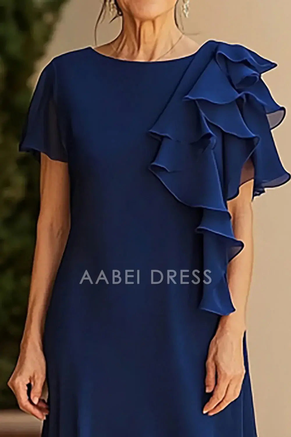 AABEI DRESS Mother Of The Bride Dress Sheath Chiffon Ruched Scoop Long Fashion Formal Wear Dresse