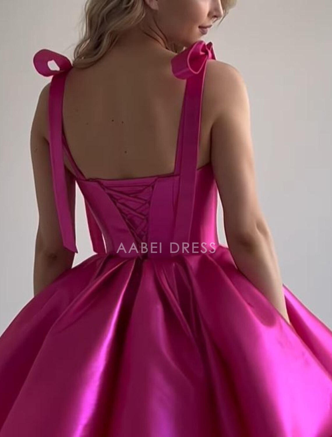AABEI DRESS New Homecoming Dress Fashion A-Line Corsets Dress Holiday Graduation Sleeveless Spaghetti Strap Satin with Bow(s) Cute Short Prom Dresse