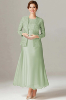 AABEI DRESS Mother Of The Bride Dress A-Line Boat Neck 2-Piece Lace Long Sleeves Fashion Formal Wear Dresses