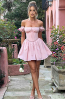 AABEI DRESS Hot Sale Homecoming Dress Cute A Line Puffed Sleeves Waist Cinching Mini Dress Short Prom Dresse