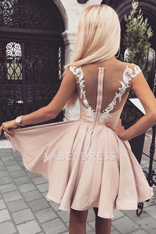 AABEI DRESS New Homecoming Dress A-Line Ruches Lace Appliques Hot Selling Cute Short Prom Dress