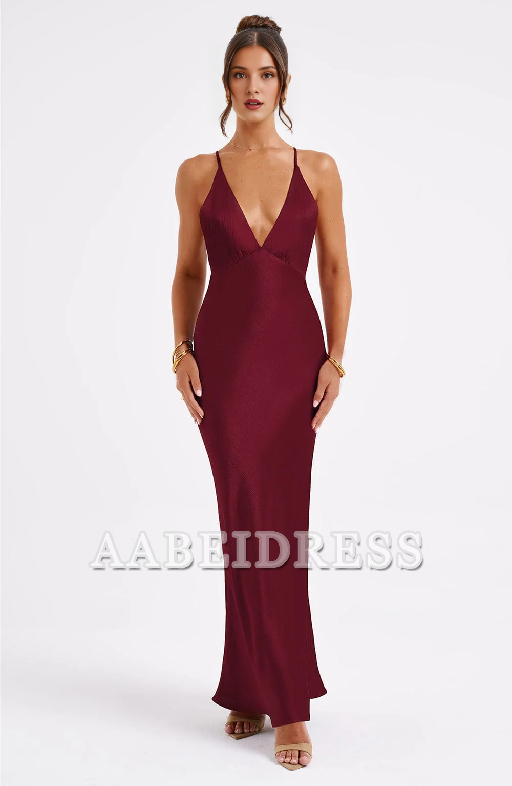 Formal Wear Dresses Prom Dresses Elegant Mermaid Spaghetti Strap Deep V Neck Backless Sheath Charming Dresses Wedding Guests Dresses