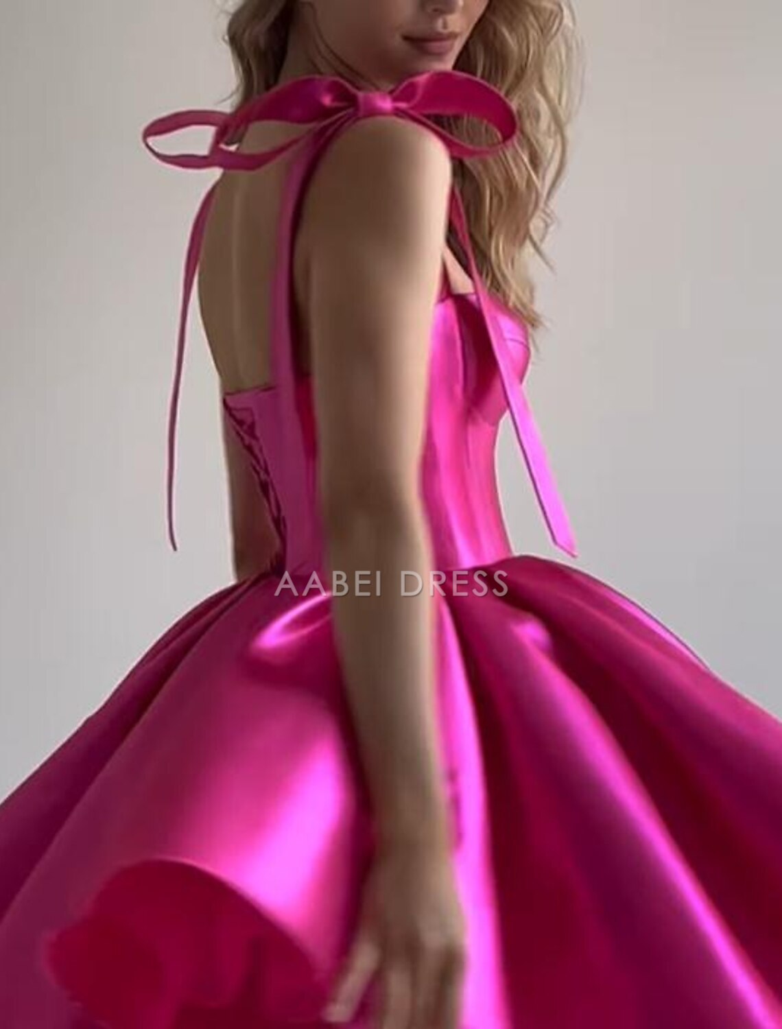 AABEI DRESS New Homecoming Dress Fashion A-Line Corsets Dress Holiday Graduation Sleeveless Spaghetti Strap Satin with Bow(s) Cute Short Prom Dresse