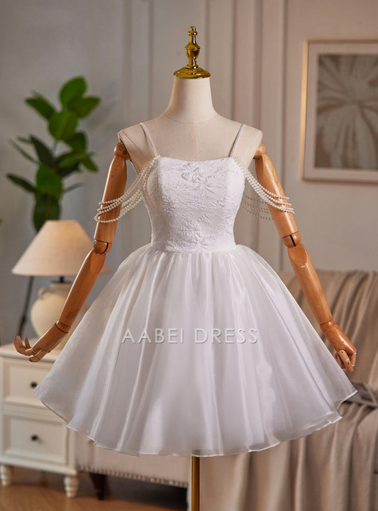 AABEI DRESS New Homecoming Dress Charming A-Line Spaghetti Straps Pearls Sleeveless Fashion Short Prom Dresse
