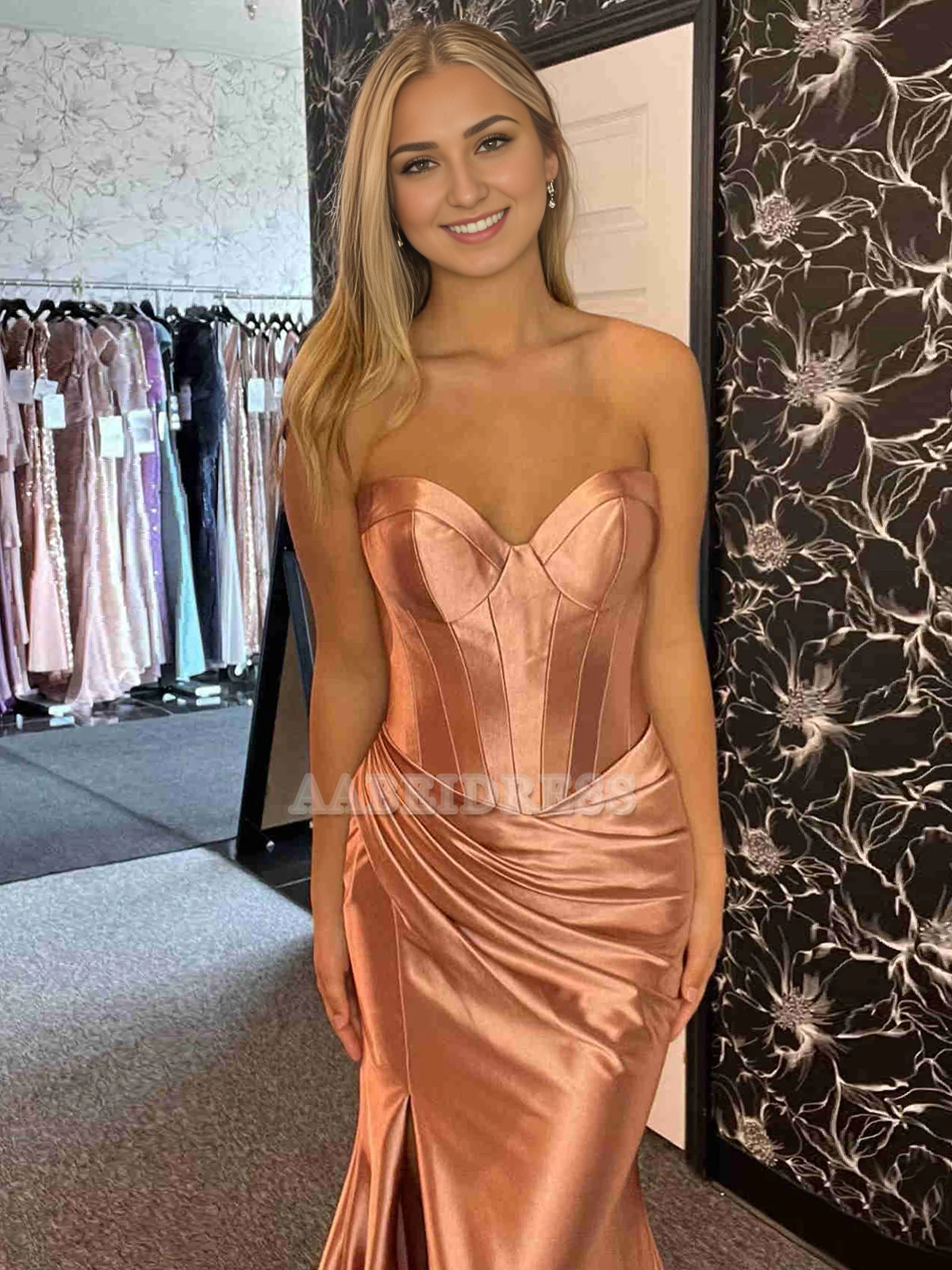 Evening Dress Off Shoulder Sweetheart Pleated Mermaid Cultivate oneself Sweep Train Prom Dress Side Fork Exquisite Formal Women's Dresses